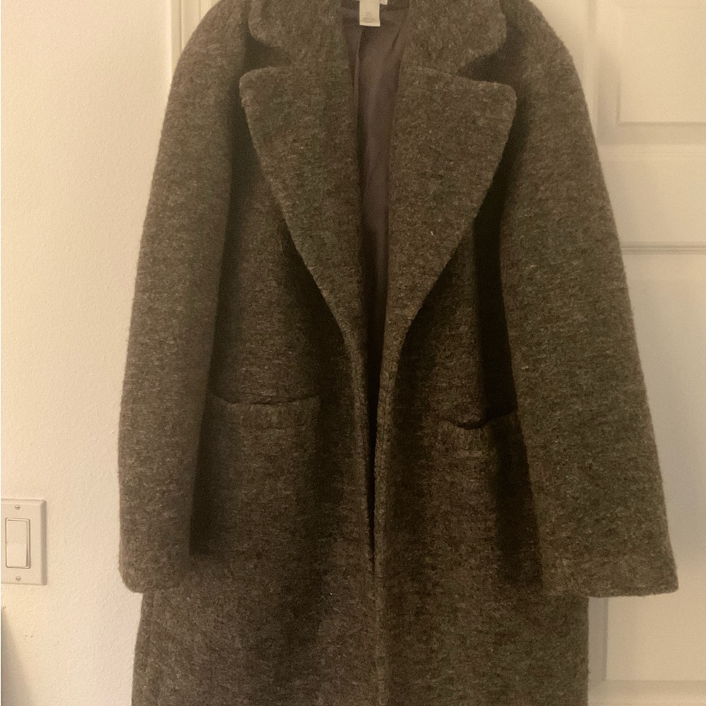 Women's Brown Gray heathered Wool blend Coat